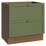 Gabinete Bajo de Cocina 80 x 60 cm 2 Cajones (Sin encimera) Marrón/Verde Vik Madesa
