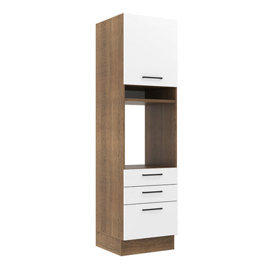 Mueble para Horno 60 cm 1 Puerta 3 Cajones Marrón/Blanco Agata Madesa