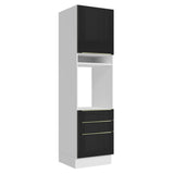 Mueble de Cocina para Horno 60 cm 1 Puertas y 3 Cajones Lux Blanco/Negro