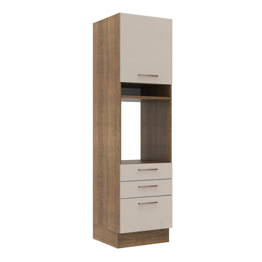 Mueble para Horno 60 cm 1 Puerta 3 Cajones Marrón/Crema Agata Madesa