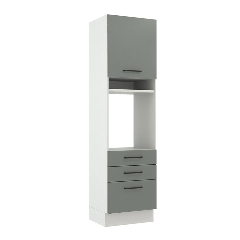 Mueble de Cocina para Horno 60 x 60 cm 1 Puerta 3 Cajones Agata Blanco/Gris