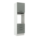 Mueble de Cocina para Horno 60 x 60 cm 1 Puerta 3 Cajones Agata Blanco/Gris