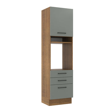 Mueble para Horno 60 cm 1 Puerta 3 Cajones Marrón/Gris Agata Madesa