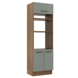 Mueble de Cocina para Horno 70 x 60 cm 3 Puertas Agata Marrón/Gris