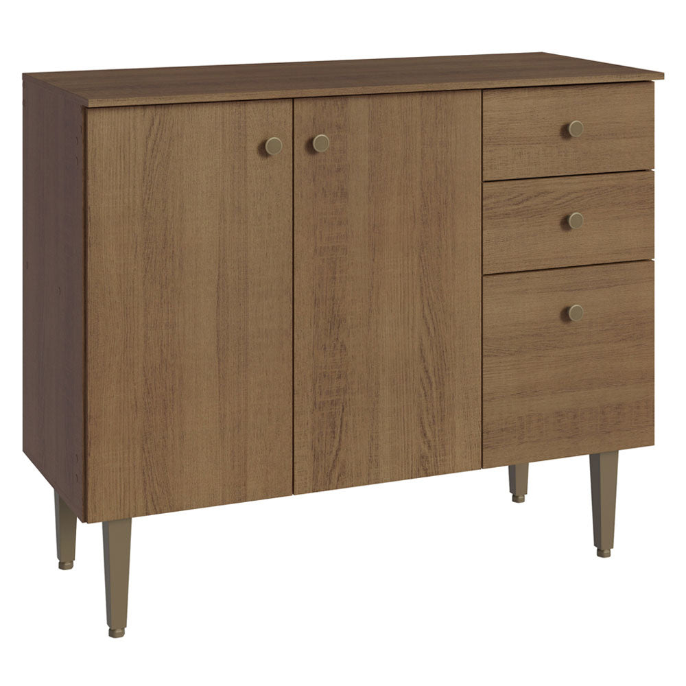 Gabinete Bajo para Fregadero 105 cm 3 Puertas 2 Cajones Marrón Gourmet Madesa