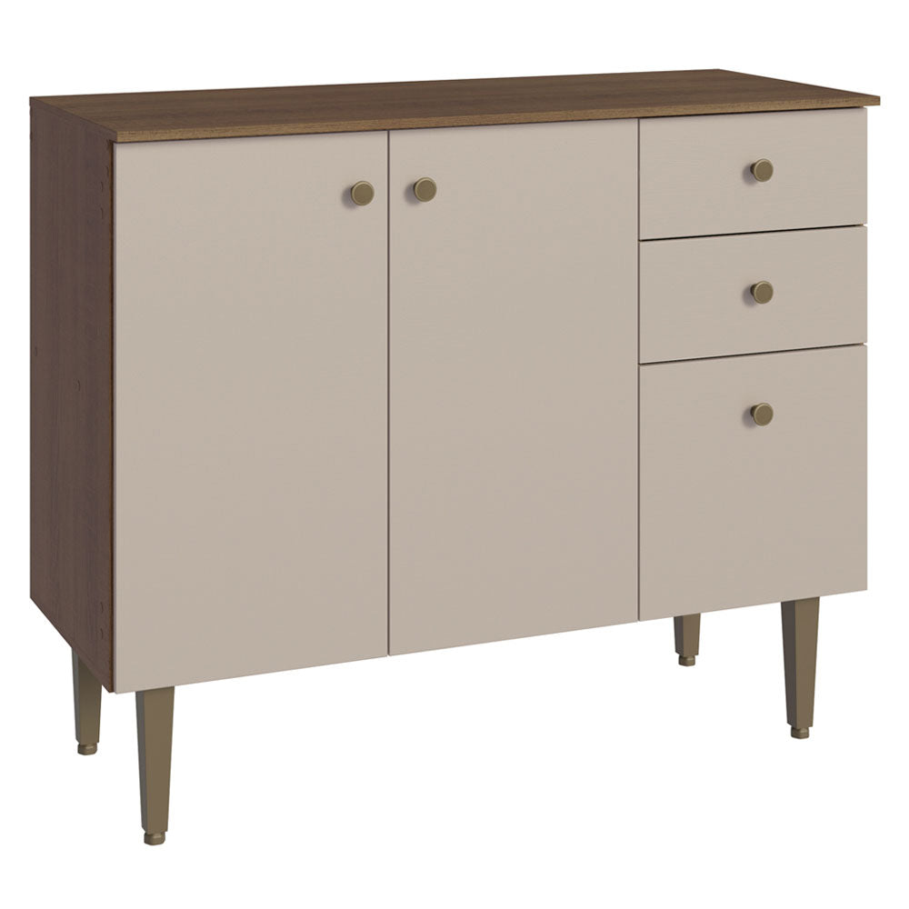 Gabinete Bajo para Fregadero 105 cm 3 Puertas 2 Cajones Marrón/Crema Gourmet Madesa