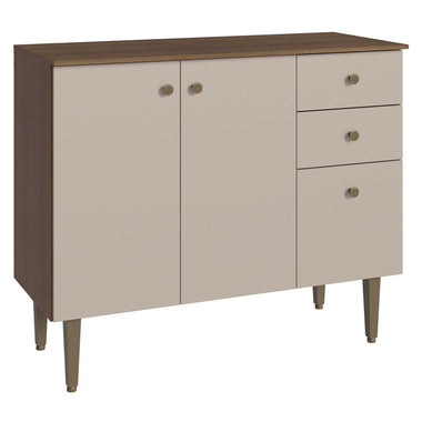 Gabinete Bajo para Fregadero 105 cm 3 Puertas 2 Cajones Marrón/Crema Gourmet Madesa