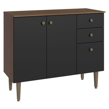 Gabinete Bajo para Fregadero 105 cm 3 Puertas 2 Cajones Marrón/Negro Gourmet Madesa
