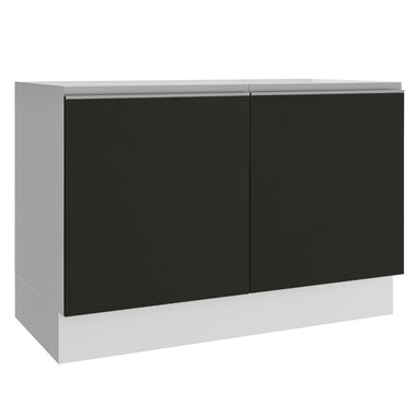 Gabinete Bajo para Fregadero 120 cm 2 Puertas Sin Encimera Blanco/Negro Glamy Madesa