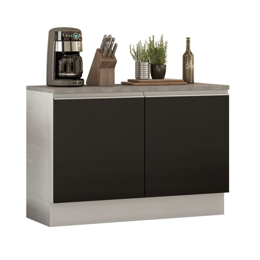 Gabinete Bajo para Fregadero 120 cm 2 Puertas Blanco/Negro Glamy Madesa