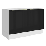 Gabinete Bajo para Fregadero 120 cm 2 Puertas (Sin Encimera) Blanco/Negro Lux Madesa