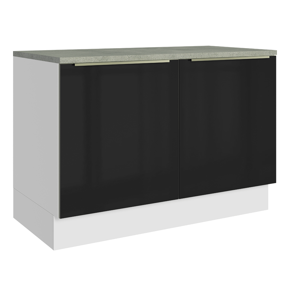Gabinete Bajo de Cocina 120 cm 2 Puertas Blanco/Negro Lux Madesa
