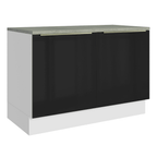 Gabinete Bajo 120 cm 2 Puertas Blanco/Negro Lux Madesa