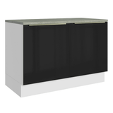 Gabinete Bajo de Cocina 120 cm 2 Puertas Blanco/Negro Lux Madesa