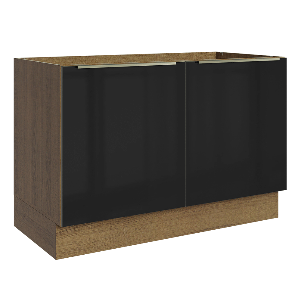 Gabinete Bajo para Fregadero 120 cm 2 Puertas (Sin Encimera) Marrón/Negro Lux Madesa
