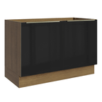 Gabinete Bajo para Fregadero 120 cm 2 Puertas Sin Encimera Marrón/Negro Lux Madesa