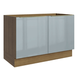 Gabinete Bajo para Fregadero 120 cm 2 Puertas (Sin Encimera) Marrón/Gris Lux Madesa