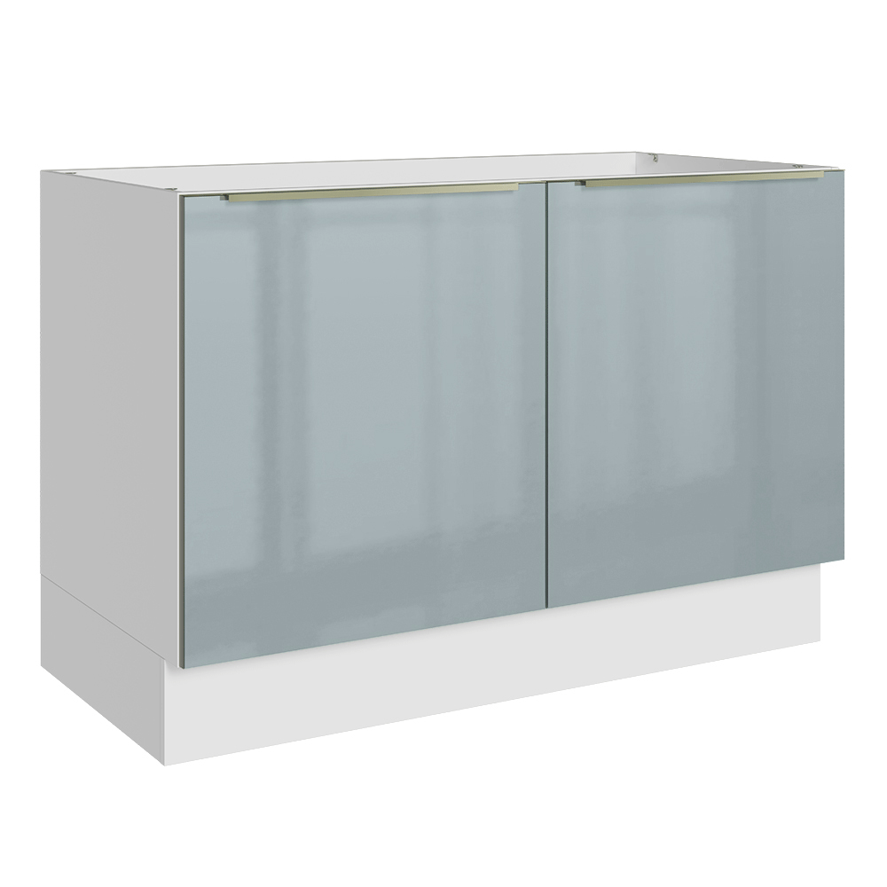 Gabinete Bajo para Fregadero 120 cm 2 Puertas (Sin Encimera) Blanco/Gris Lux Madesa