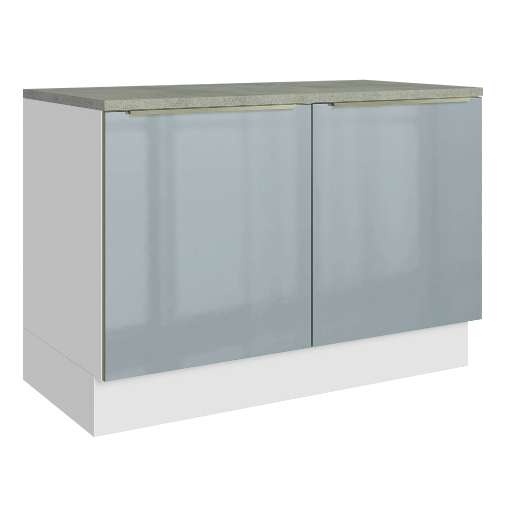 Gabinete Bajo de Cocina 120 cm 2 Puertas Blanco/Gris Lux Madesa
