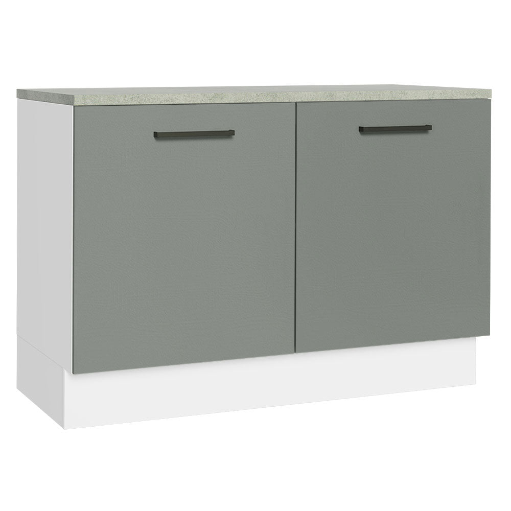 Gabinete Bajo para Fregadero 120 cm 2 Puertas (Con Encimera) Agata Blanco/Gris