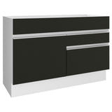 Gabinete Bajo de Tarja 120cm 1 Puerta 2 Cajones Blanco/Negro (Sin Encimera y Sin Tarja) Glamy