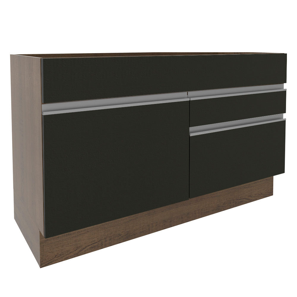 Gabinete Bajo para Fregadero 120 cm 1 Puerta 2 Cajones Sin Encimera Marrón/Negro Glamy Madesa