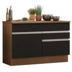 Gabinete Bajo para Fregadero 120 cm 1 Puerta 2 Cajones Marrón/Negro Glamy Madesa