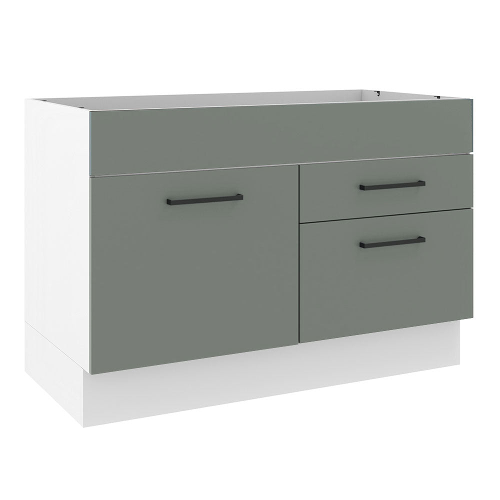 Gabinete Bajo para Fregadero 120 cm 1 Puerta 2 Cajones (Sin Encimera) Agata Blanco/Gris
