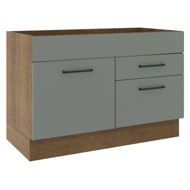Gabinete Bajo para Fregadero 120 cm 1 Puerta 2 Cajones Sin Encimera Marrón/Gris Agata Madesa