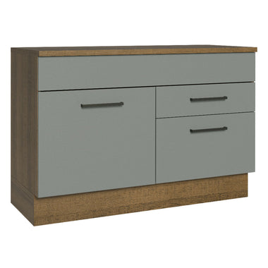 Gabinete Bajo para Fregadero 120 cm 1 Puerta y 2 Cajones (Con Encimera) Agata Marrón/Gris