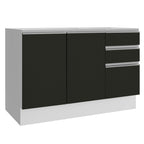 Gabinete Bajo para Fregadero 120 cm 2 Puertas 3 Cajones Sin Encimera Blanco/Negro Glamy Madesa