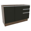 Gabinete Bajo para Fregadero 120 cm 2 Puertas 3 Cajones Sin Encimera Marrón/Negro Glamy Madesa
