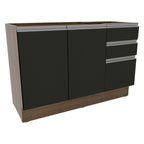 Gabinete Bajo para Fregadero 120 cm 2 Puertas 3 Cajones Sin Encimera Marrón/Negro Glamy Madesa