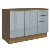 Gabinete Bajo de Cocina 120 cm 2 Puertas 3 Cajones Marrón/Gris Lux Madesa