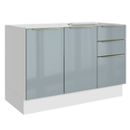 Gabinete Bajo para Fregadero 120 cm 2 Puertas 3 Cajones Sin Encimera Blanco/Gris Lux Madesa
