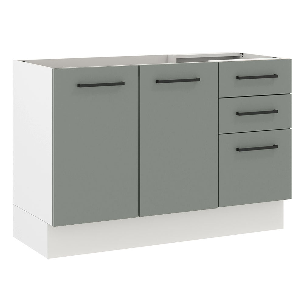 Gabinete Bajo para Fregadero 120 cm 2 Puertas 3 Cajones Sin Encimera Blanco/Gris Agata Madesa
