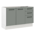 Gabinete Bajo para Fregadero 120 cm 2 Puertas 3 Cajones Sin Encimera Blanco/Gris Agata Madesa