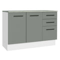 Gabinete Bajo de Tarja 120cm 2 Puertas 3 Cajones (Con Encimera y Sin Tarja) Blanco/Gris Agata