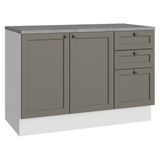 Gabinete Bajo para Fregadero 120 cm 2 Puertas 3 Cajones Blanco/Gris Vik Madesa