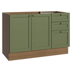 Gabinete Bajo para Fregadero 120 cm 2 Puertas 3 Cajones Sin Encimera Marrón/Verde Vik Madesa