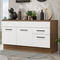 Gabinete Bajo 150cm 2 Cajones Marrón/Blanco Agata (Con Encimera)