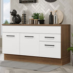 Gabinete Bajo 150cm 2 Cajones Marrón/Blanco Agata (Con Encimera)