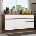 Gabinete Bajo 150 cm 2 Puertas 2 Cajones Marrón/Blanco Glamy Madesa