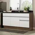 Gabinete Bajo para Fregadero 150 x 52 cm 2 Puertas 2 Cajones Sin Encimera Marrón/Blanco Glamy Madesa 02