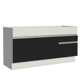 Gabinete Bajo para Fregadero 150cm 2 Puertas y 2 Cajones (Sin Encimera Ni Fregadero) Glamy Blanco/Negro