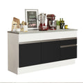 Gabinete Bajo para Fregadero 150 cm 2 Puertas 2 Cajones Blanco/Negro Glamy Madesa