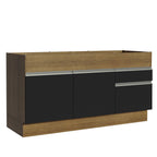 Gabinete Bajo para Fregadero 150 cm 2 Puertas 2 Cajones Sin Encimera Marrón/Negro Glamy Madesa