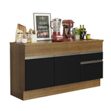 Gabinete Bajo para Fregadero 150 cm 2 Puertas y 2 Cajones (Con Encimera) Glamy Marrón/Negro