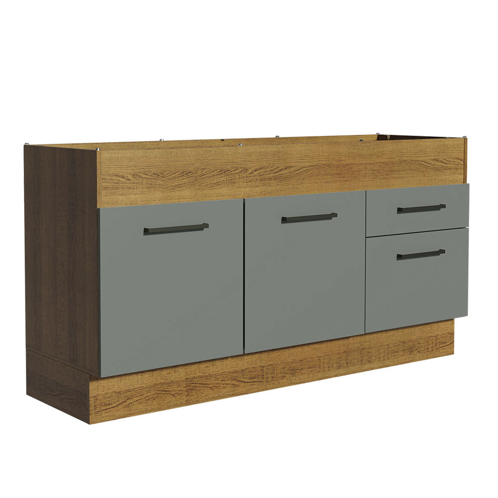 Gabinete Bajo para Fregadero 150 cm 2 Puertas 2 Cajones Sin Encimera Marrón/Gris Agata Madesa