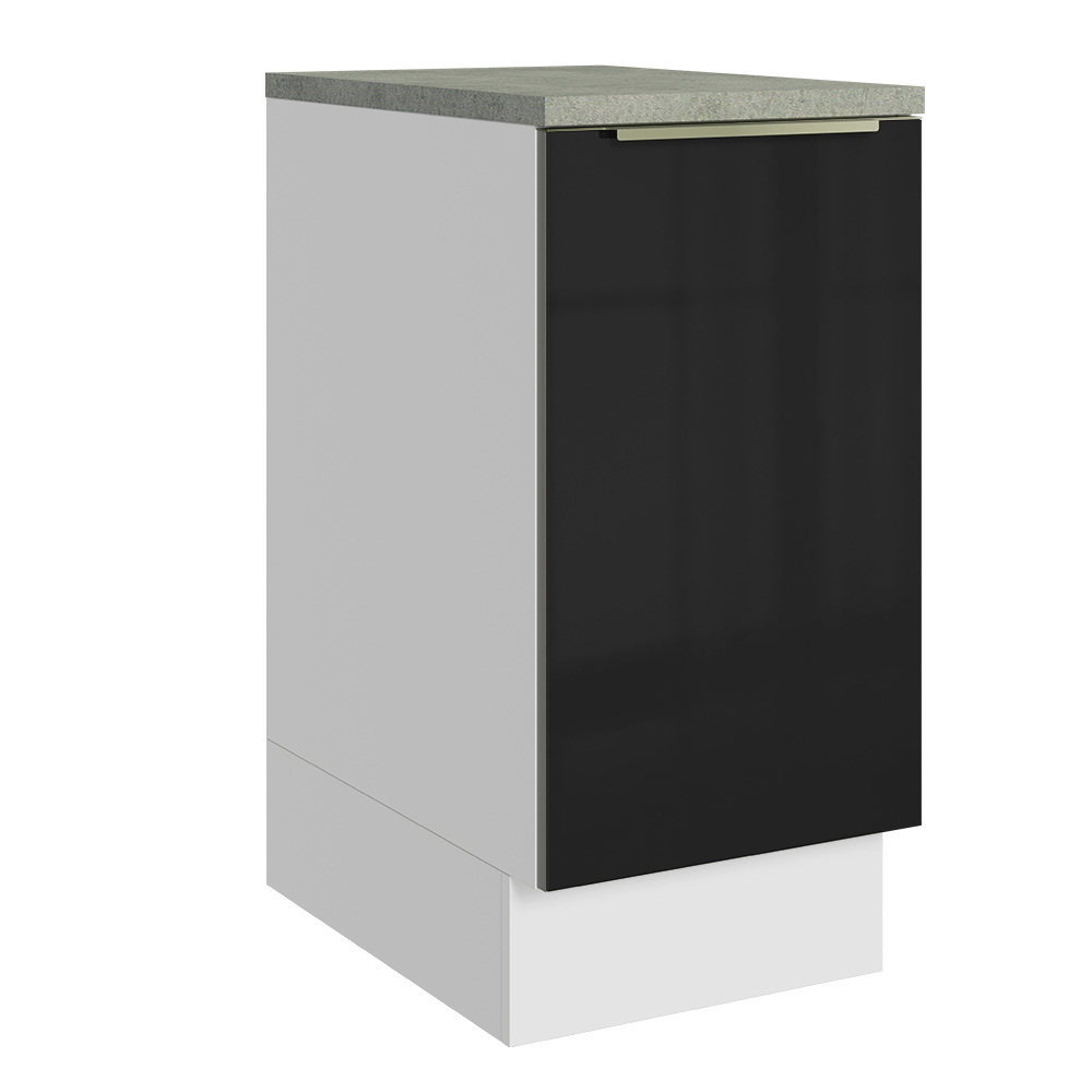 Gabinete Bajo de Cocina 40 cm 1 Puerta Blanco/Negro Lux Madesa